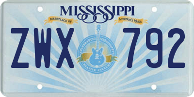MS license plate ZWX792