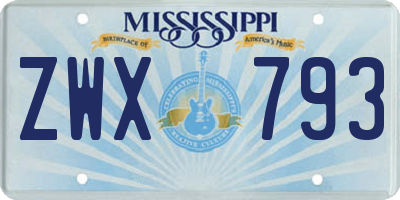 MS license plate ZWX793