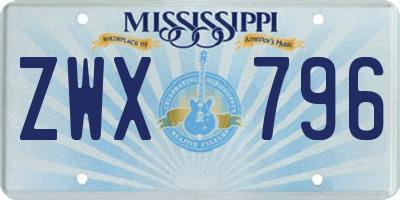 MS license plate ZWX796