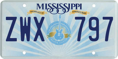 MS license plate ZWX797