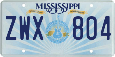 MS license plate ZWX804