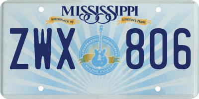 MS license plate ZWX806