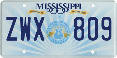 MS license plate ZWX809