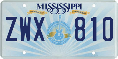 MS license plate ZWX810