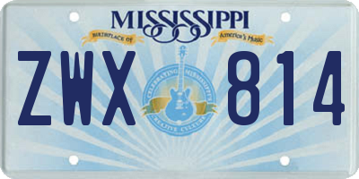 MS license plate ZWX814