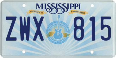 MS license plate ZWX815