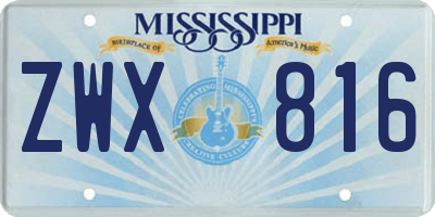 MS license plate ZWX816