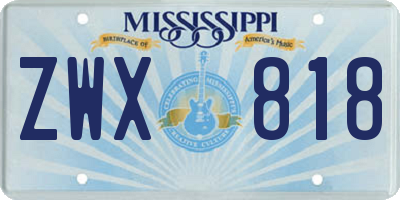 MS license plate ZWX818