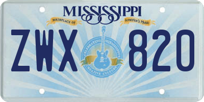 MS license plate ZWX820
