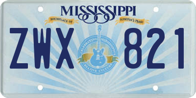 MS license plate ZWX821