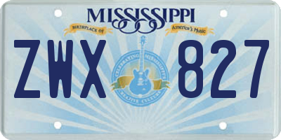 MS license plate ZWX827