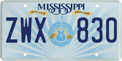 MS license plate ZWX830