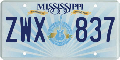 MS license plate ZWX837