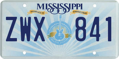 MS license plate ZWX841