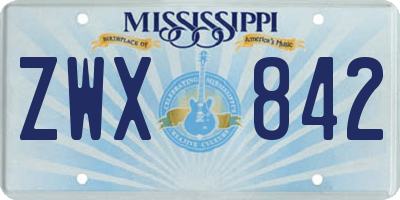 MS license plate ZWX842