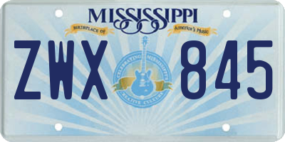 MS license plate ZWX845