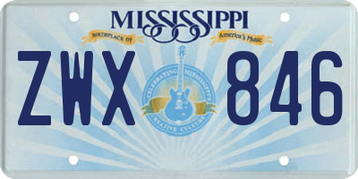 MS license plate ZWX846
