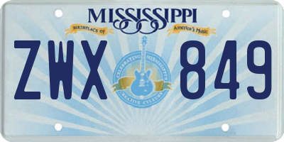 MS license plate ZWX849