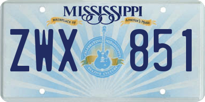 MS license plate ZWX851