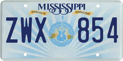 MS license plate ZWX854