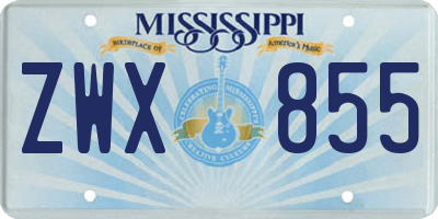 MS license plate ZWX855