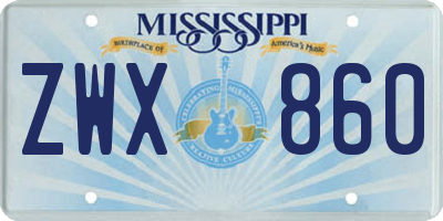MS license plate ZWX860