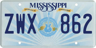 MS license plate ZWX862