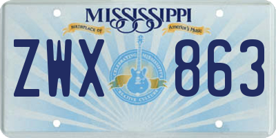 MS license plate ZWX863