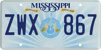 MS license plate ZWX867