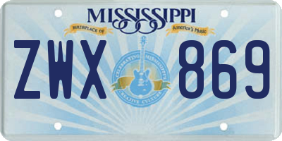 MS license plate ZWX869