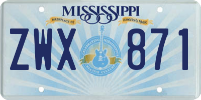 MS license plate ZWX871