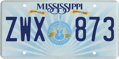 MS license plate ZWX873