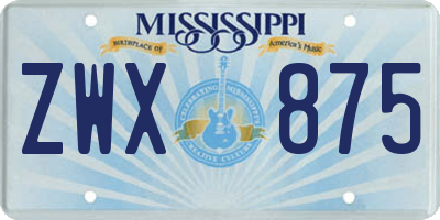 MS license plate ZWX875