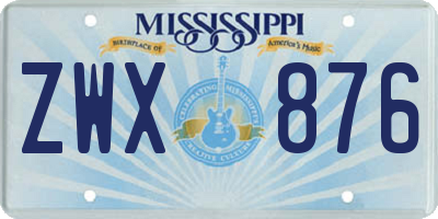MS license plate ZWX876