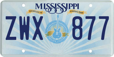 MS license plate ZWX877