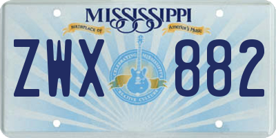 MS license plate ZWX882