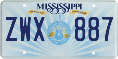 MS license plate ZWX887