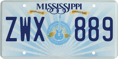 MS license plate ZWX889