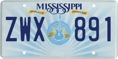 MS license plate ZWX891