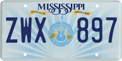 MS license plate ZWX897