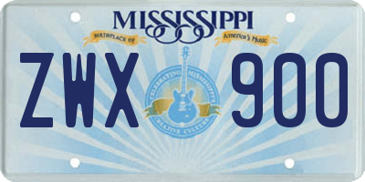 MS license plate ZWX900