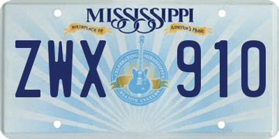 MS license plate ZWX910