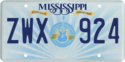 MS license plate ZWX924
