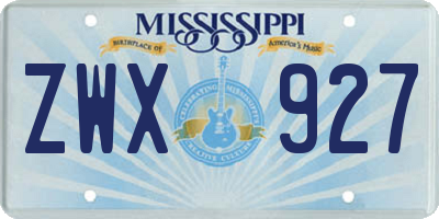 MS license plate ZWX927