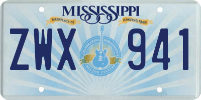 MS license plate ZWX941