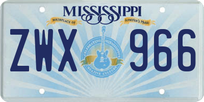MS license plate ZWX966