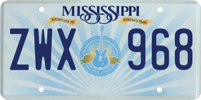 MS license plate ZWX968