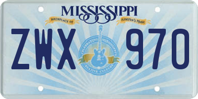 MS license plate ZWX970