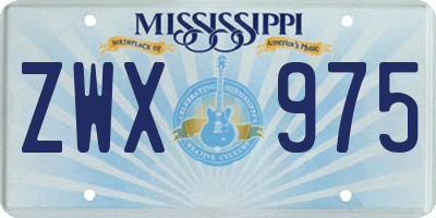 MS license plate ZWX975