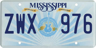MS license plate ZWX976